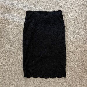 Forever 21 Black Floral Lace Midi Skirt